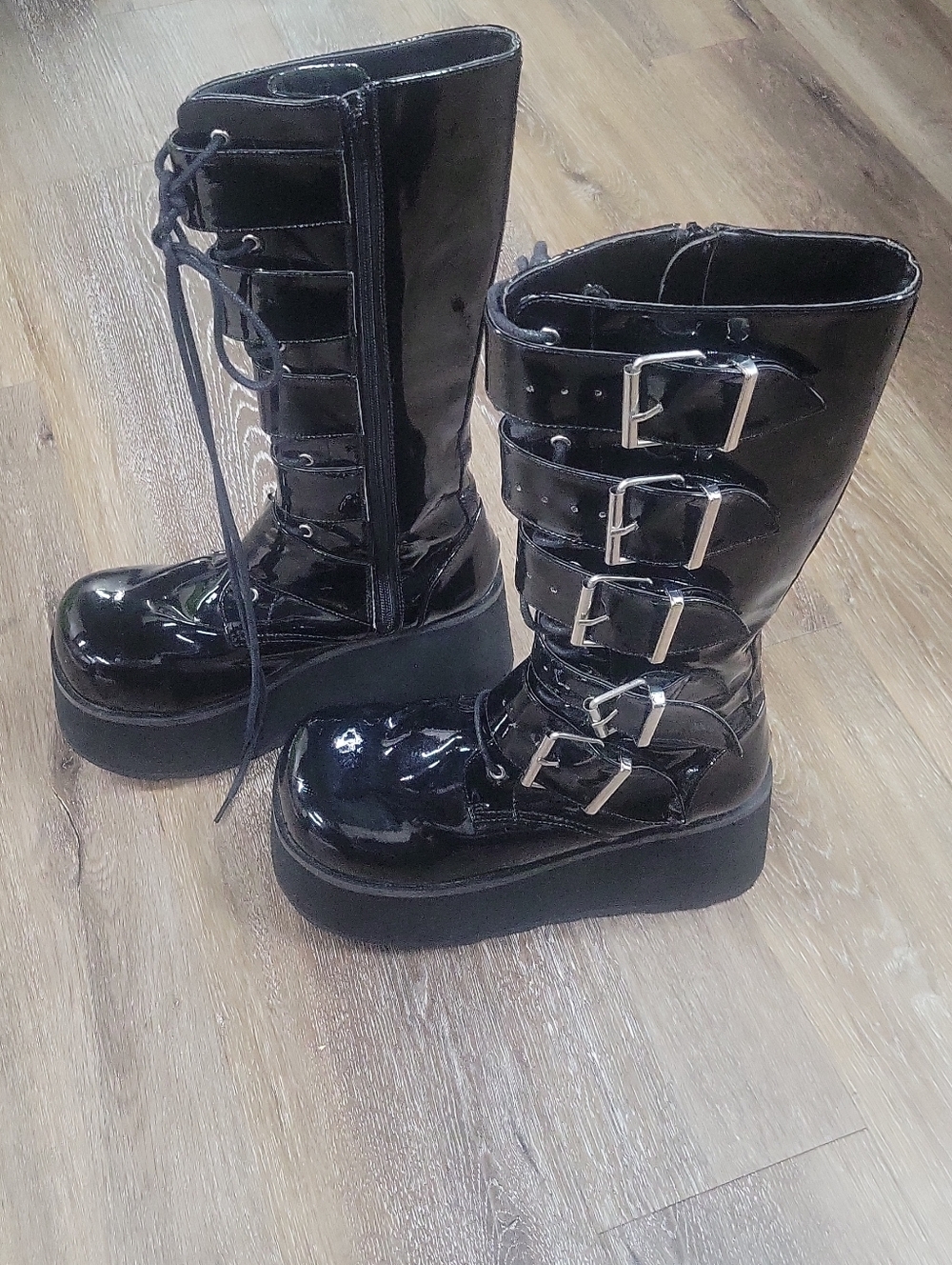 Demonia Trashville 518 Size Womens 8 Gothic Platform Boots With Buckles